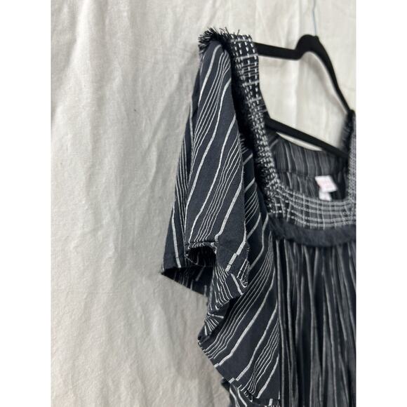 isabel Maternity by Ingrid & Isabel Blouse M Black Stripe Feminine Western Boho - Picture 2 of 9